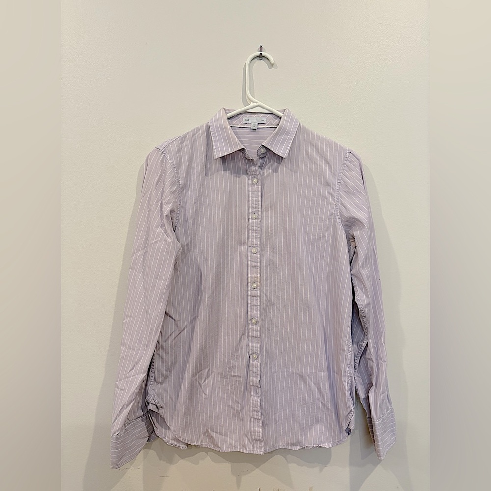 Gap Fitted Purple & White Striped Collared Button Down Shirt Size M
